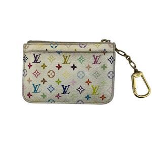 LOUIS VUITTON White Multicolor Murakami Key Coin Pouch Wallet
